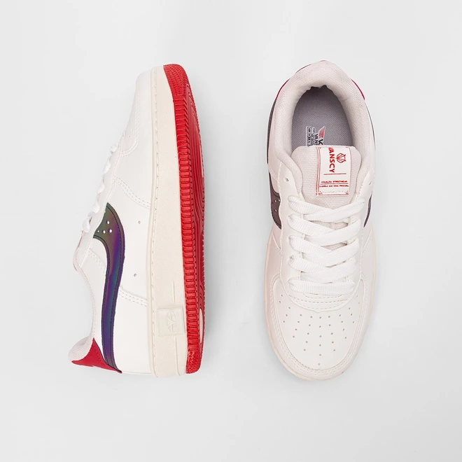 Tênis Casual Masculino Vanscy Off White & Vermelho