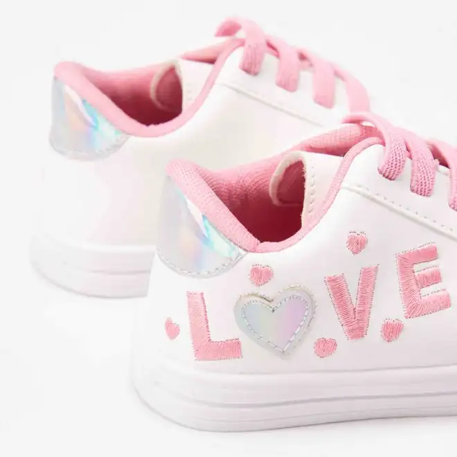 Tênis Casual Bebê Gabrielinha Love Holográfico Branco