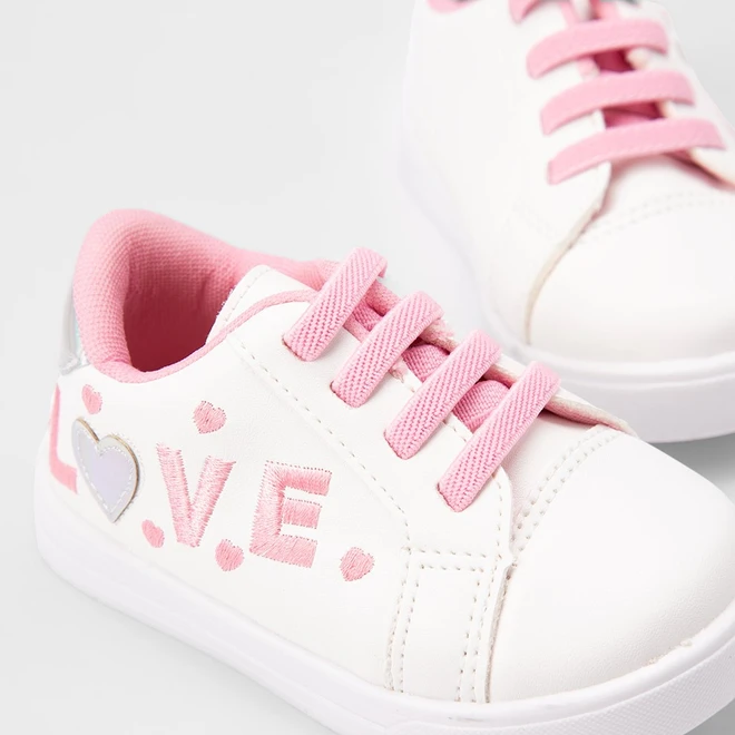 Tênis Casual Bebê Gabrielinha Love Holográfico Branco