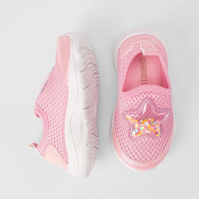 Slip On Bebê Gabrielinha Calce Fácil Detalhe Estrela Rosa