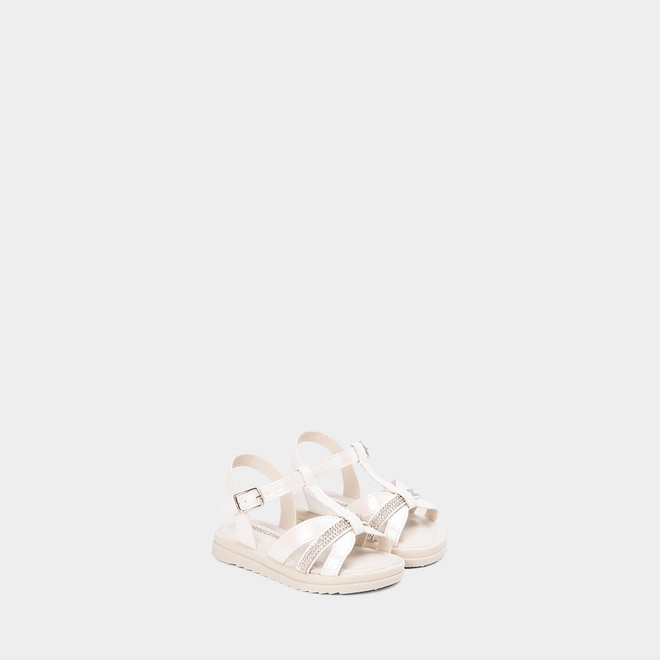 Sandália Bebê Gabrielinha Holográfico & Strass Off-White