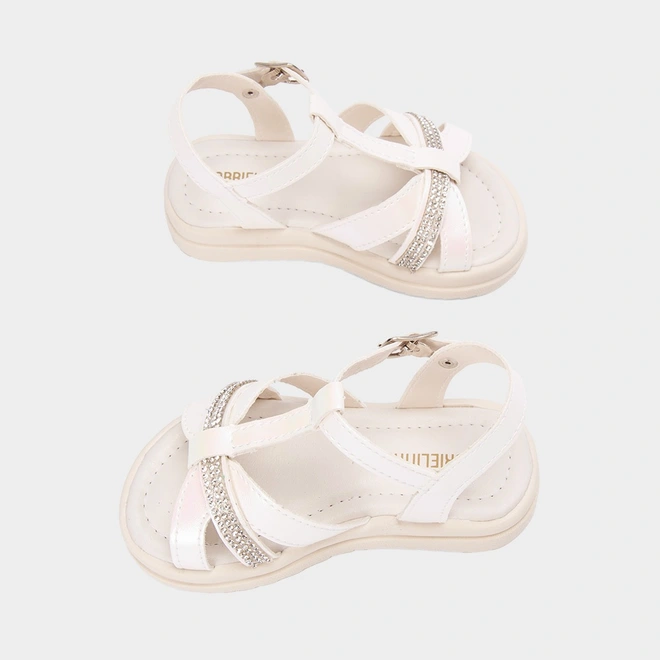 Sandália Bebê Gabrielinha Holográfico & Strass Off-White
