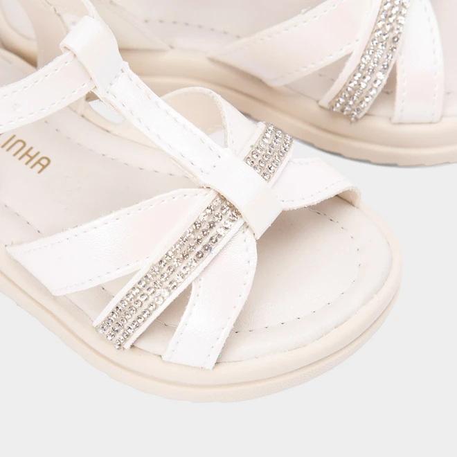 Sandália Bebê Gabrielinha Holográfico & Strass Off-White