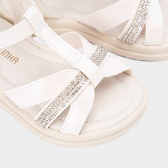 Sandália Bebê Gabrielinha Holográfico & Strass Off-White
