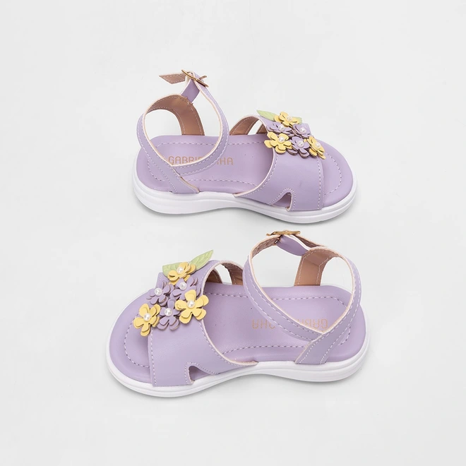 Sandália Bebê Gabrielinha Enfeite Flores Roxo