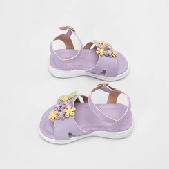 Sandália Bebê Gabrielinha Enfeite Flores Roxo