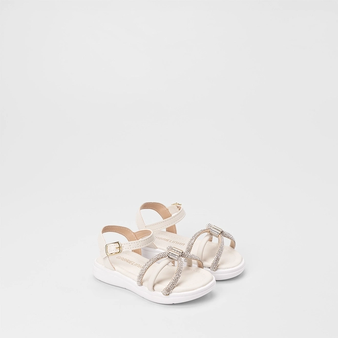 Sandália Bebê Gabrielinha Tiras Strass Off White