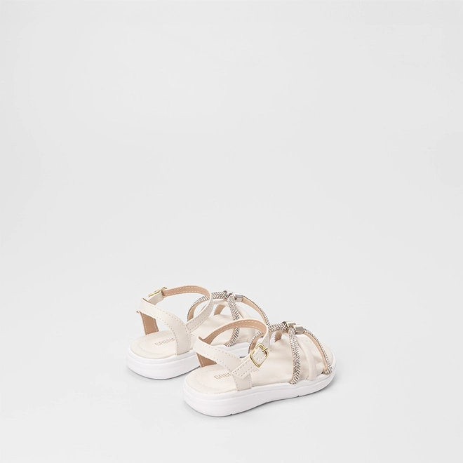 Sandália Bebê Gabrielinha Tiras Strass Off White