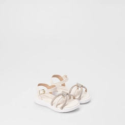 Sandália Bebê Gabrielinha Tiras Strass Off White