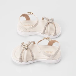 Sandália Bebê Gabrielinha Tiras Strass Off White