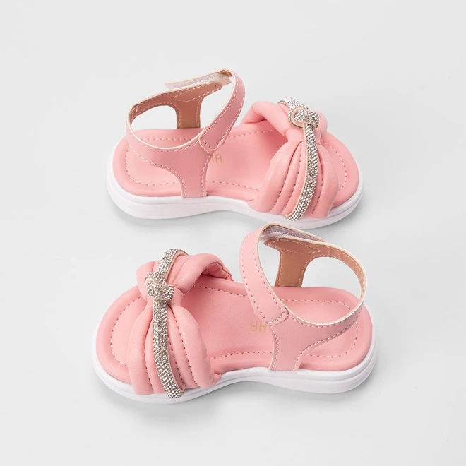 Sandália Bebê Gabrielinha Detalhe Laço & Strass Rosa