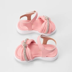 Sandália Bebê Gabrielinha Detalhe Laço & Strass Rosa