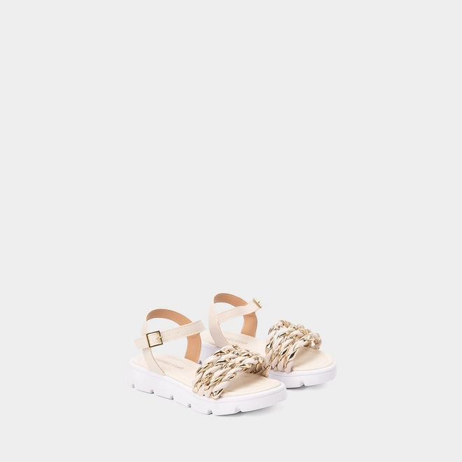 Sandália Infantil Gabrielinha Multitiras Entrelaçadas Off White
