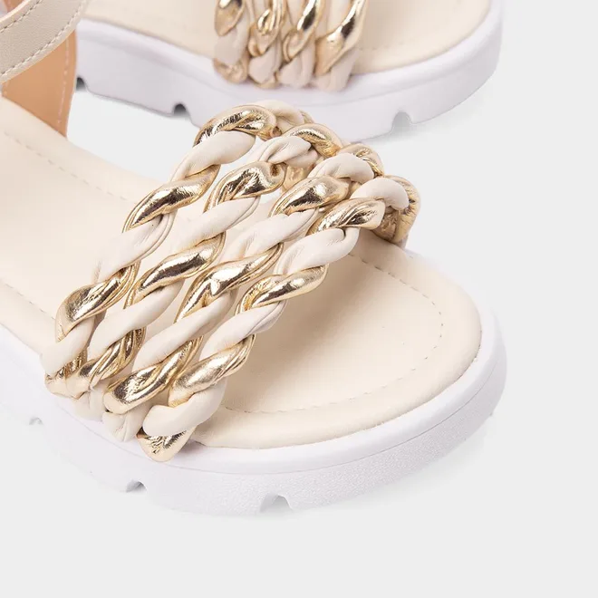 Sandália Infantil Gabrielinha Multitiras Entrelaçadas Off White