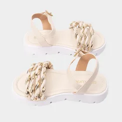 Sandália Infantil Gabrielinha Multitiras Entrelaçadas Off White