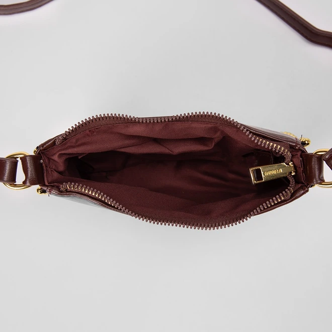 Bolsa Transversal Gabriela Média Detalhe Miçanga Marrom