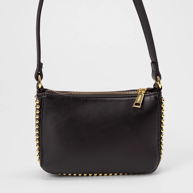 Bolsa Transversal Gabriela Média Detalhe Miçanga Preto