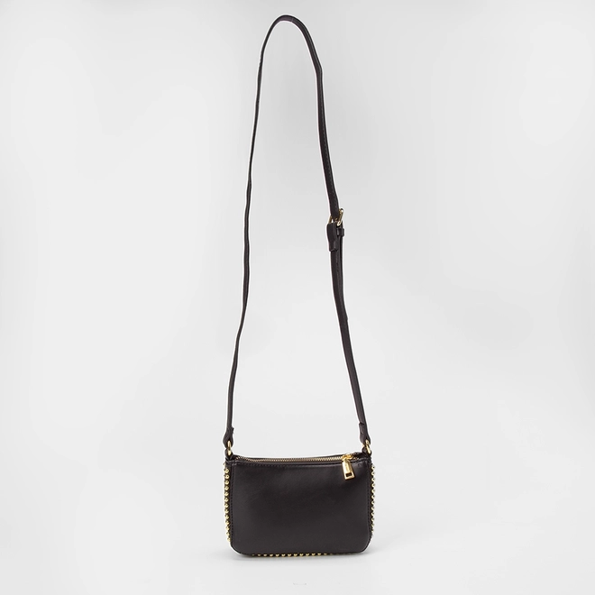 Bolsa Transversal Gabriela Média Detalhe Miçanga Preto