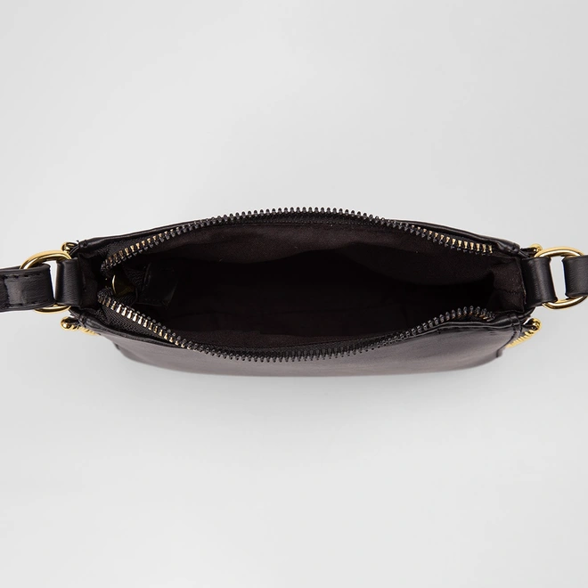 Bolsa Transversal Gabriela Média Detalhe Miçanga Preto
