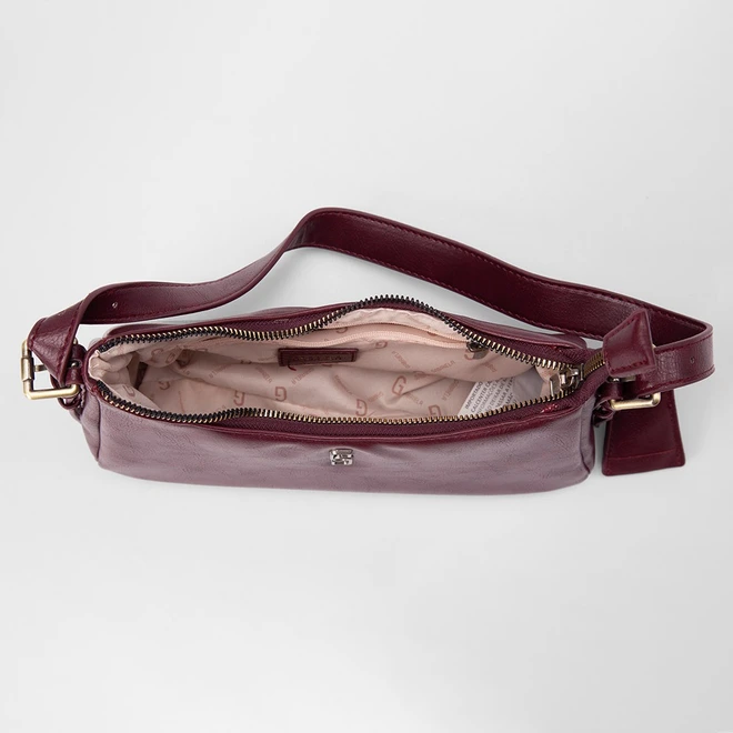 Bolsa Baguete Gabriela Média Detalhe Fivela Vinho