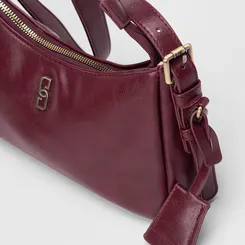 Bolsa Baguete Gabriela Média Detalhe Fivela Vinho