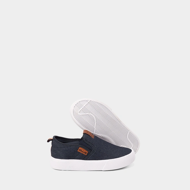 Slip On Infantil Ollie Originals Indy 2 Calce Fácil Pespontos Marinho