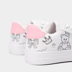 Tênis Casual Infantil Slink Jogging + Brinde 6 Canetinhas Branco & Rosa