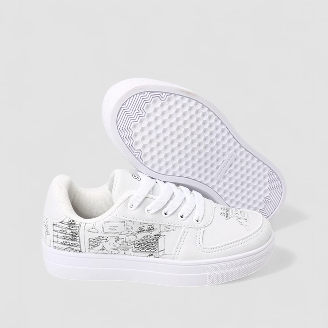 Tênis Casual Infantil Slink Goods + Brinde Kit Canetinhas Branco