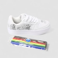 Tênis Casual Infantil Slink Goods + Brinde Kit Canetinhas Branco