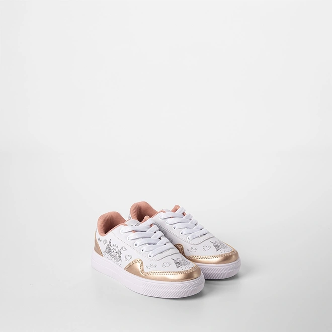 Tênis Casual Infantil Slink Metalizado + Brinde 6 Canetinhas Branco & Bronze