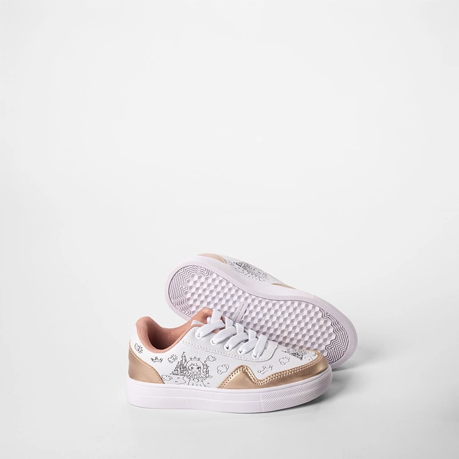 Tênis Casual Infantil Slink Metalizado + Brinde 6 Canetinhas Branco & Bronze