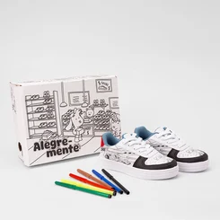 Tênis Casual Infantil Slink Goods + Brinde 6 Canetinhas Branco