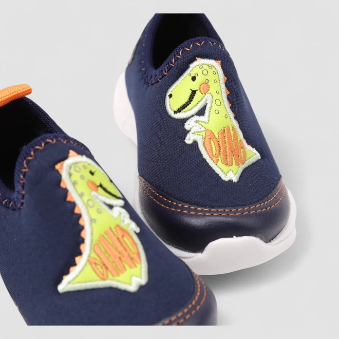 Slip On Infantil Vertus Calce Fácil Dino Azul