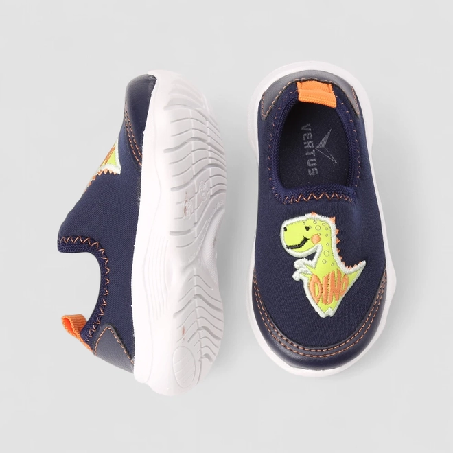 Slip On Infantil Vertus Calce Fácil Dino Azul