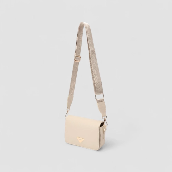 Bolsa Camera Bag Gabriela Média Transversal Bege