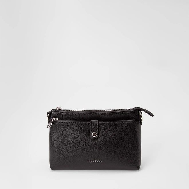 Bolsa Transversal Penélope Média Bolso Frontal Preto