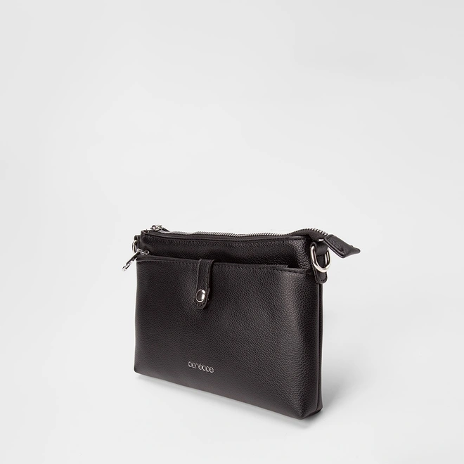 Bolsa Transversal Penélope Média Bolso Frontal Preto