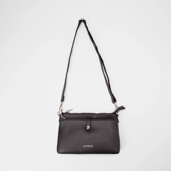 Bolsa Transversal Penélope Média Bolso Frontal Preto