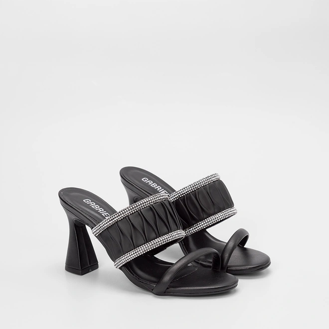 Tamanco Feminino Gabriela Detalhe Strass Tramado Preto