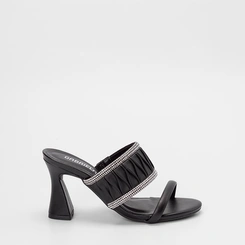 Tamanco Feminino Gabriela Detalhe Strass Tramado Preto