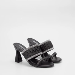 Tamanco Feminino Gabriela Detalhe Strass Tramado Preto