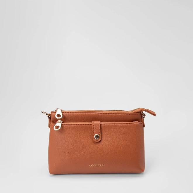 Bolsa Transversal Penélope Média Bolso Frontal Caramelo