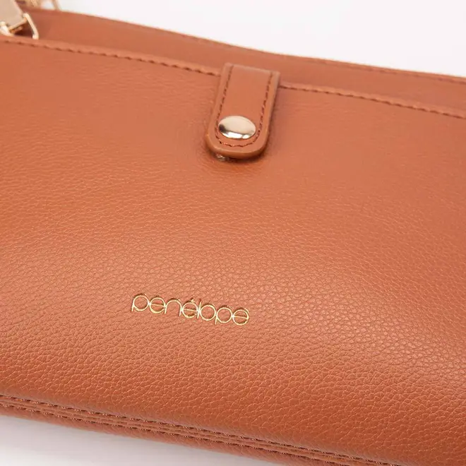 Bolsa Transversal Penélope Média Bolso Frontal Caramelo