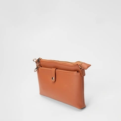 Bolsa Transversal Penélope Média Bolso Frontal Caramelo