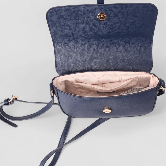 Bolsa Transversal Gabriela Média Detalhe Fivela Azul