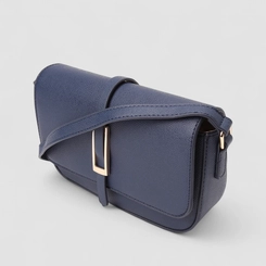 Bolsa Transversal Gabriela Média Detalhe Fivela Azul