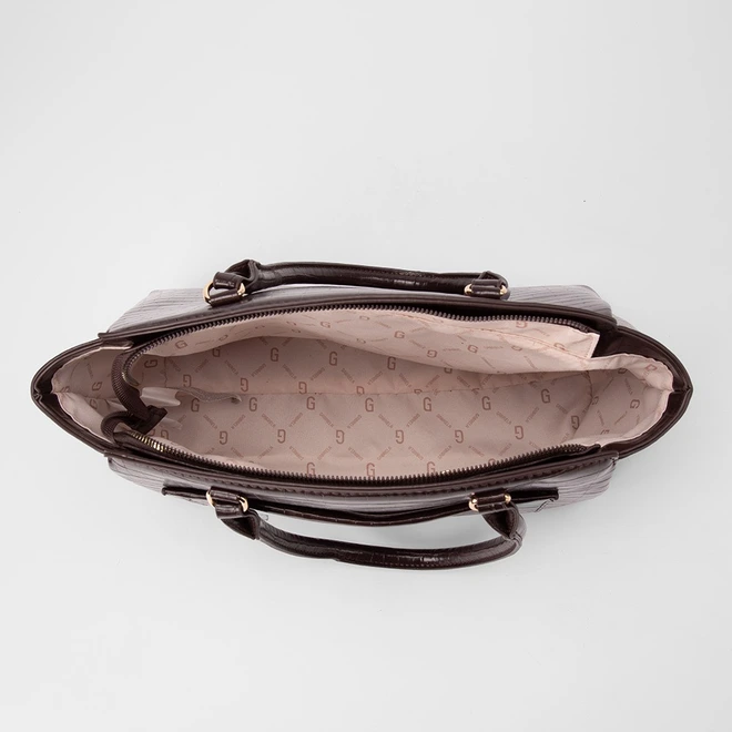 Bolsa Satchel Gabriela Média Textura Croco Marrom
