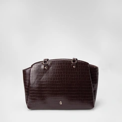 Bolsa Satchel Gabriela Média Textura Croco Marrom