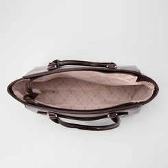 Bolsa Satchel Gabriela Média Textura Croco Marrom