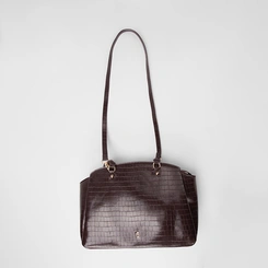 Bolsa Satchel Gabriela Média Textura Croco Marrom